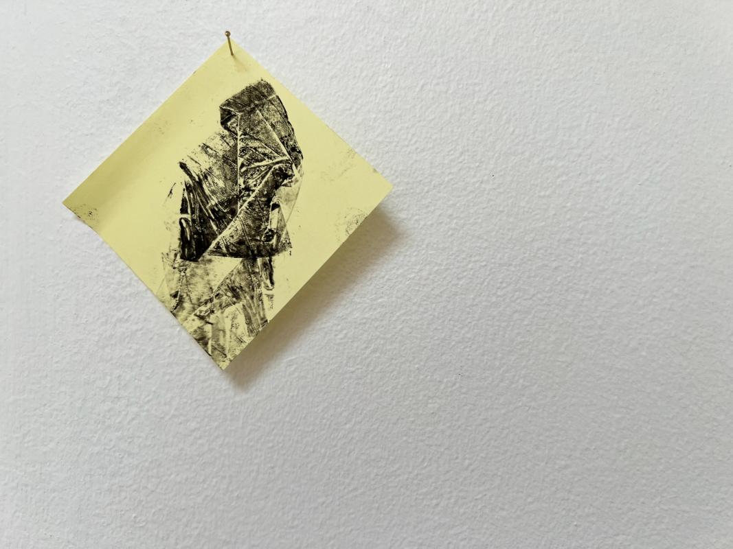 Insektvinger. Planteaftryk (monotypi) på post-it-seddel